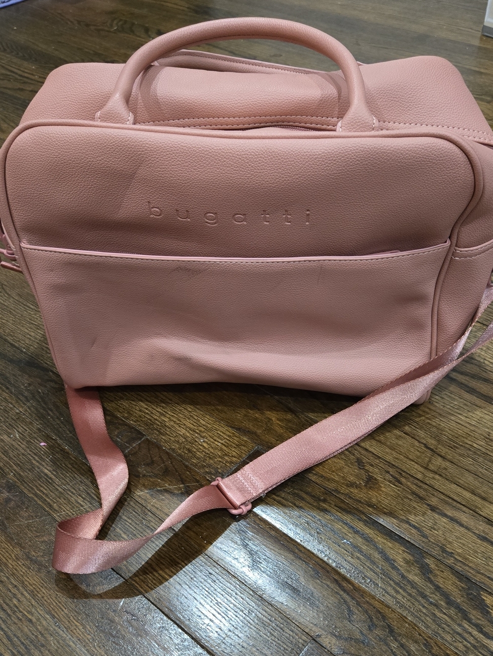 Bugatti Pink Faux Leather Duffle Weekender Travel Bag Carry On